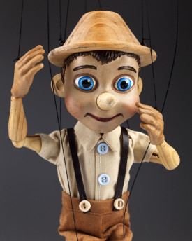 Amazing marionette Pinocchio in retro style
